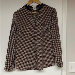 WD.NY Geometric Print Shirt-Jacket in Black and Tan